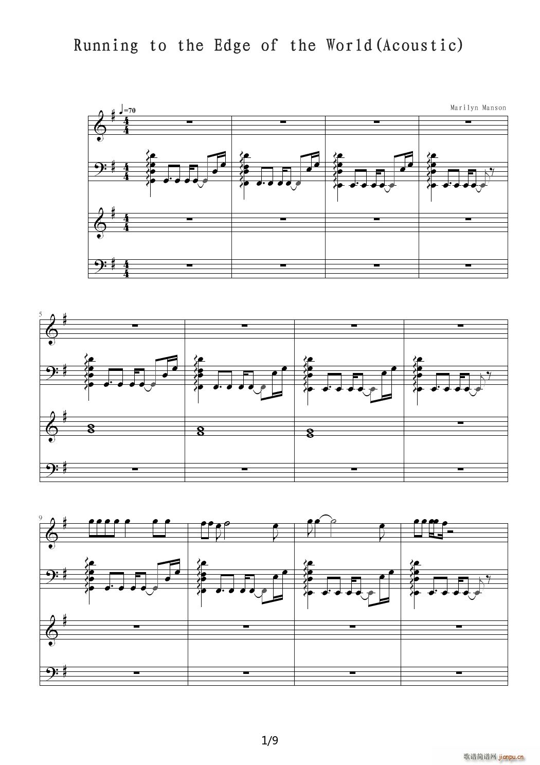 running to the edge of the world acoustic G{(V)1
