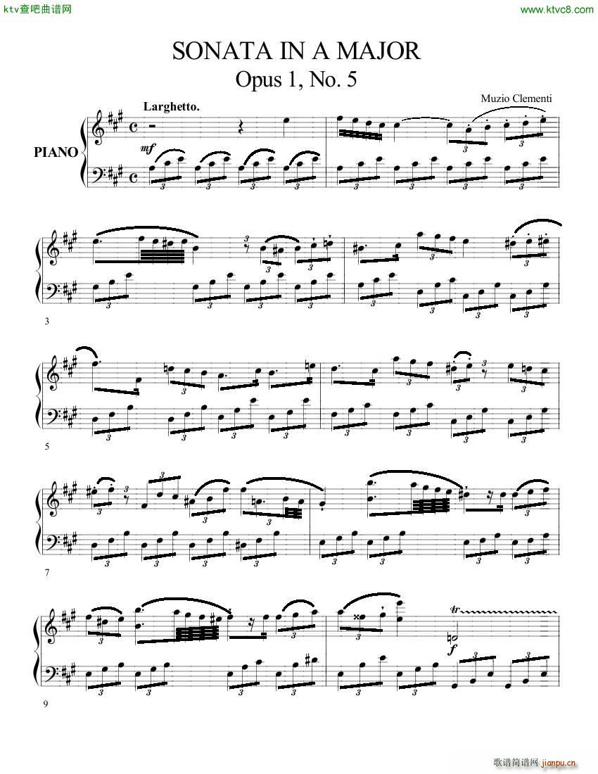 Clementi op 1 No 5 Sonate A major(V)1