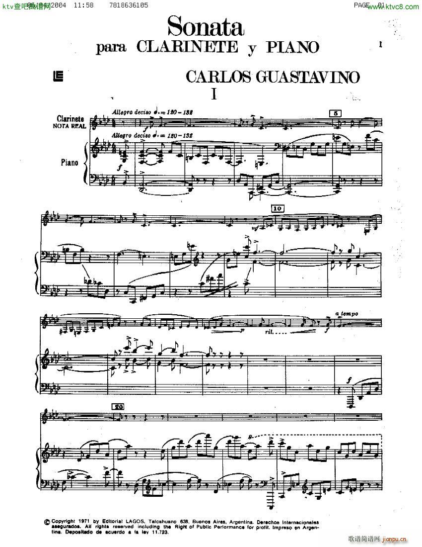 Guastavino Sonata Para Clarinete Y Piano(V)1