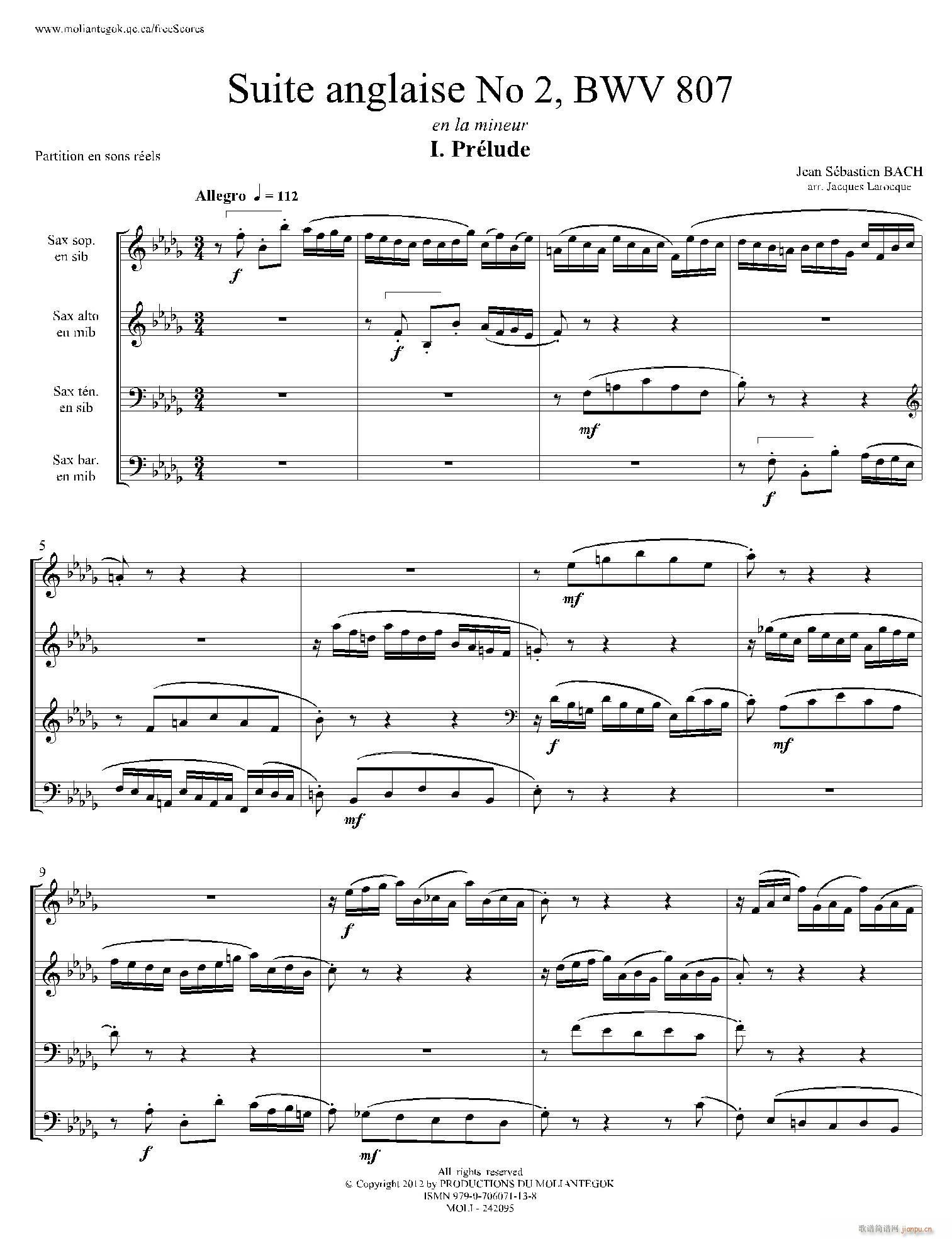 Suite anglaise No 2 BWV 807 M֮ ǰ (V)1