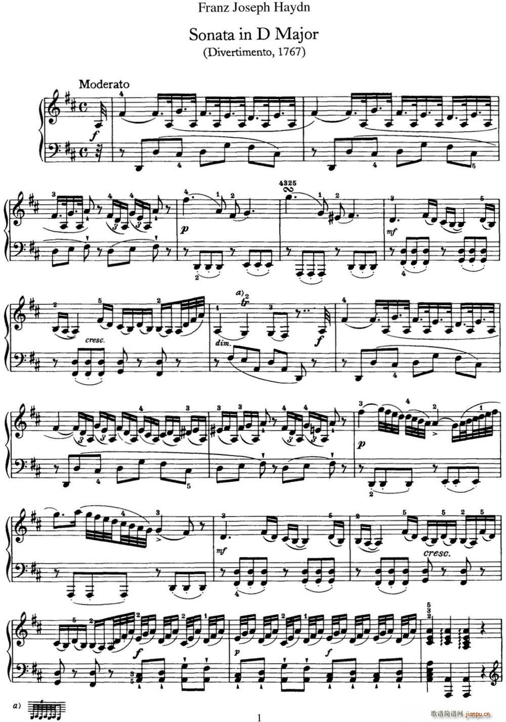D Q Hob XVI 19 Divertimento D major(V)1