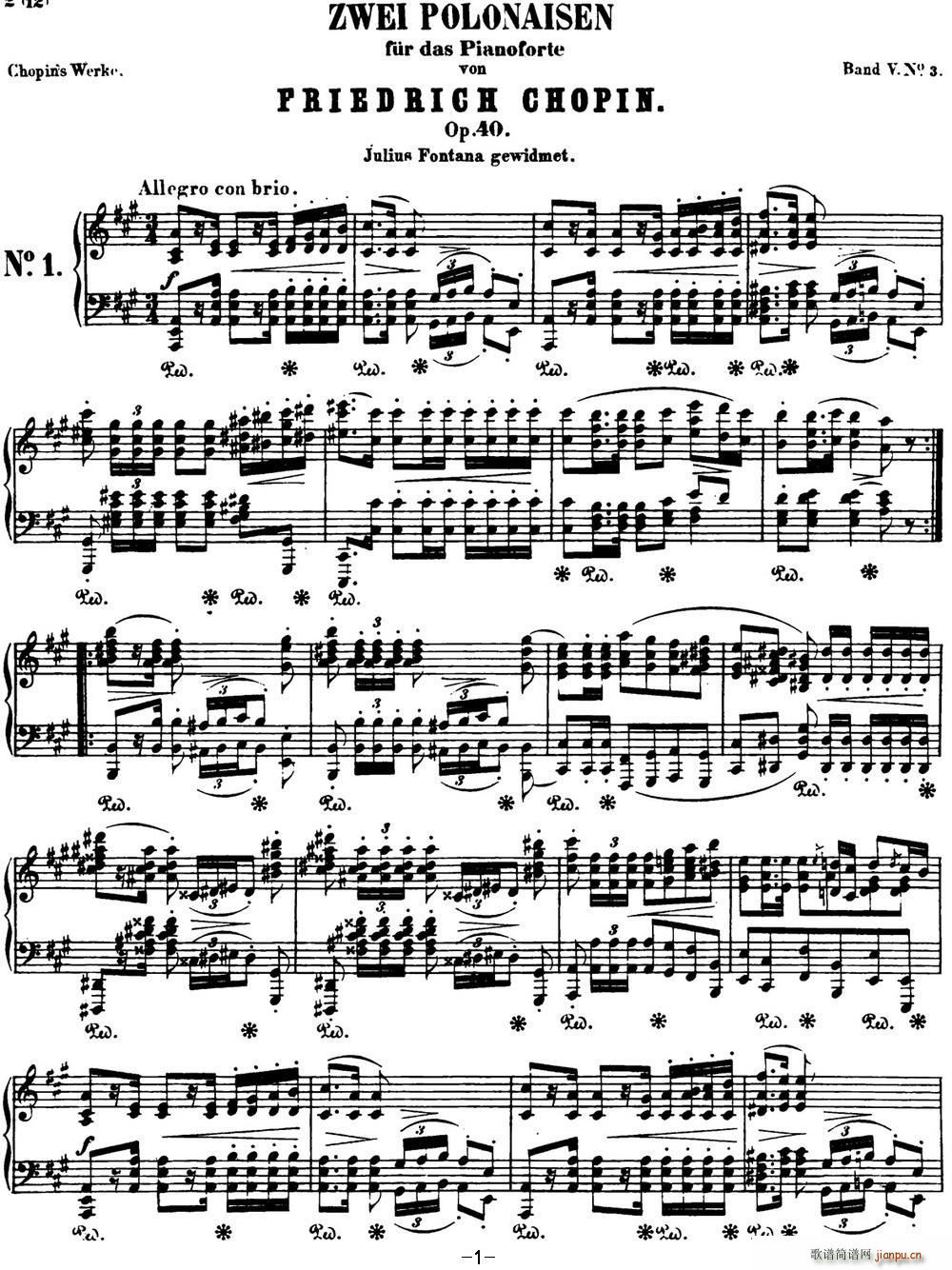 Ф m ܊ Op 40 No 1 A{ Polonaise(V)1