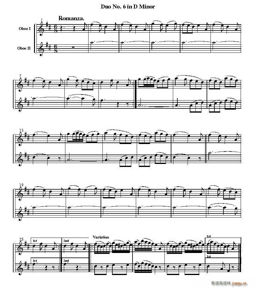 Duo No 6 in d Minor pɹܶ(V)1