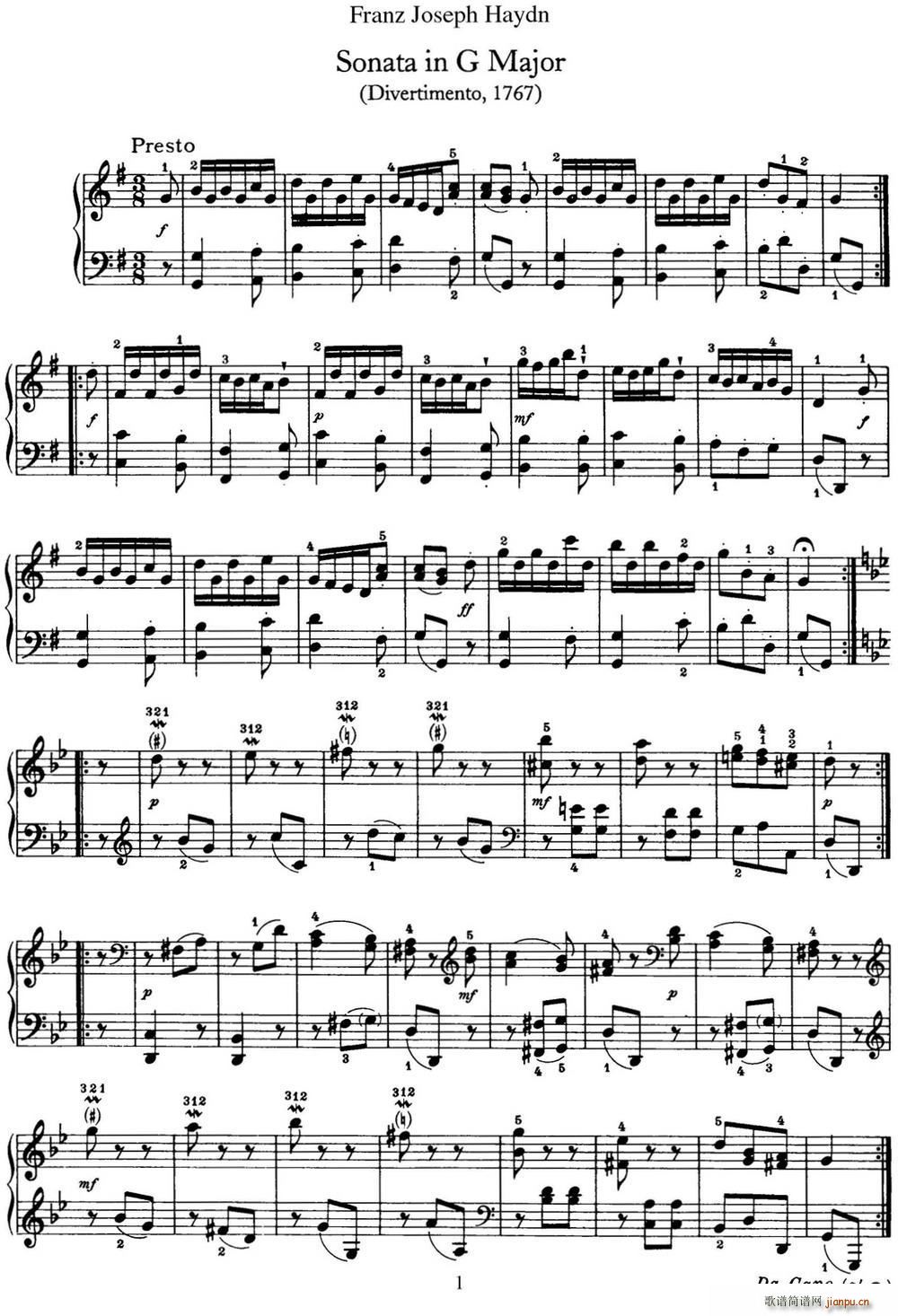 D Q Hob XVI 11 Divertimento G major(V)1