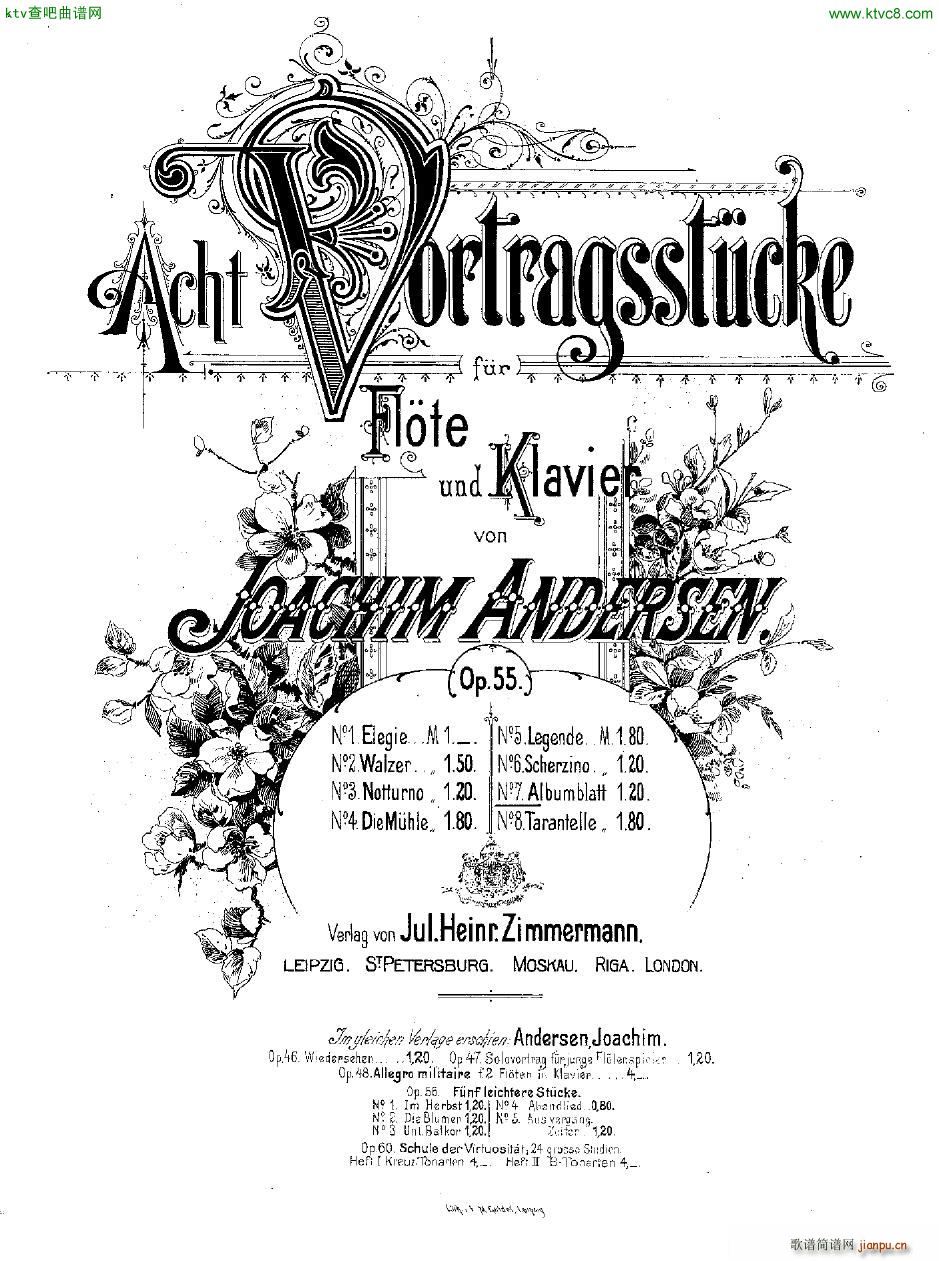 Andersen op 55 Acht Vortragsstcke fl pno(V)44