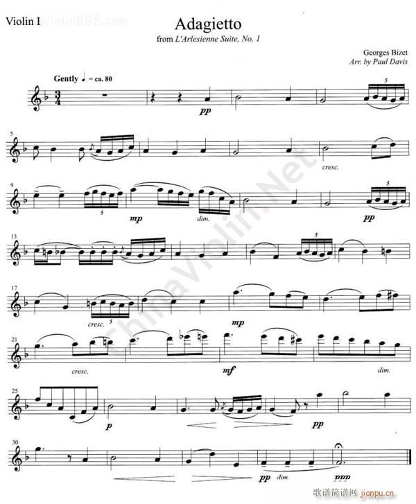 ADAGIETTO FROM L`ARLESIESIENNE SUITE No 1 һС(СV)1