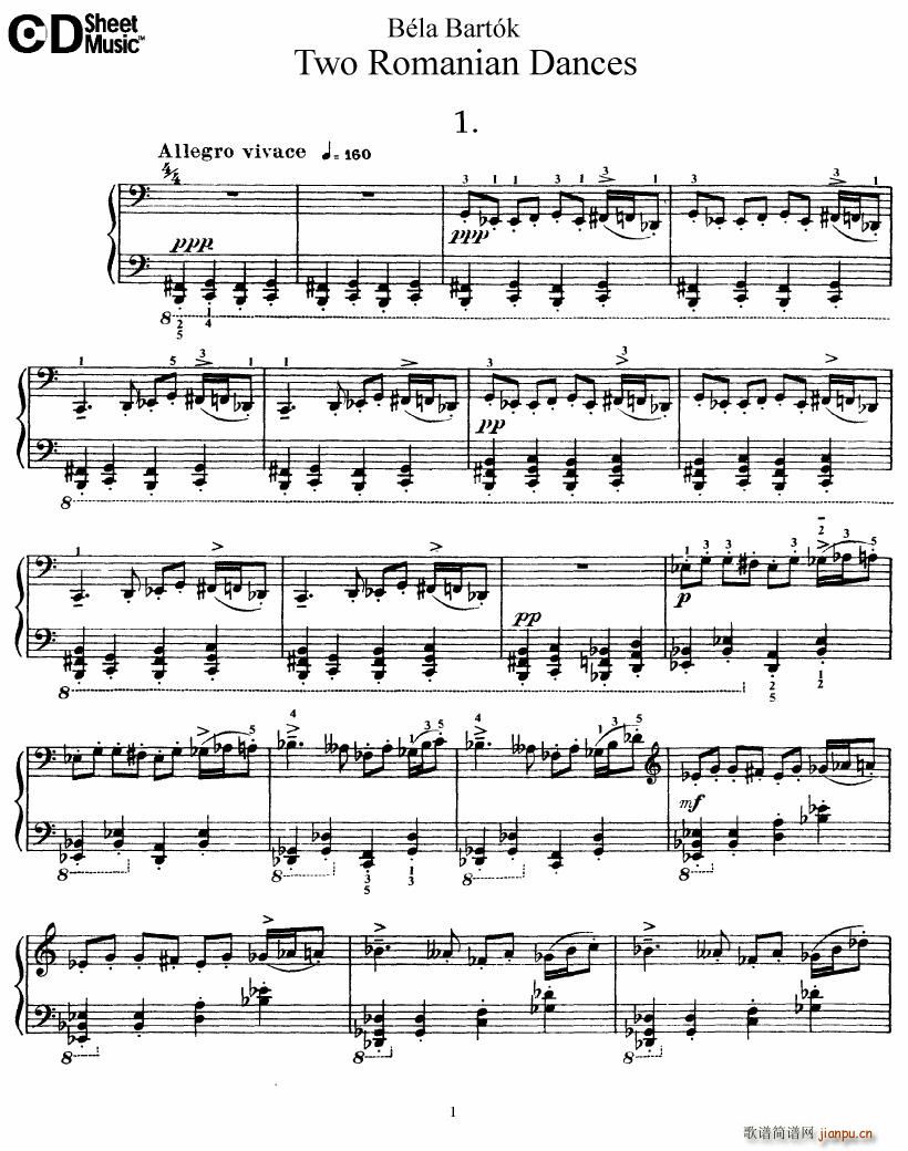 Bartok SZ 43 Two romanian dances op8a(V)1