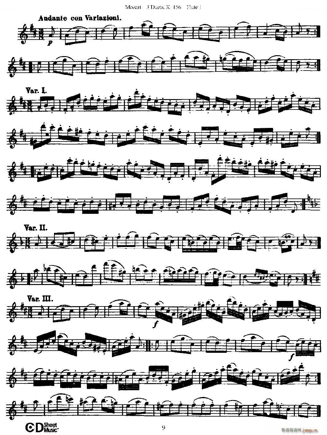 3 Duets K 156 ֮һL(chng)  K156̖ ~(ѺV)9