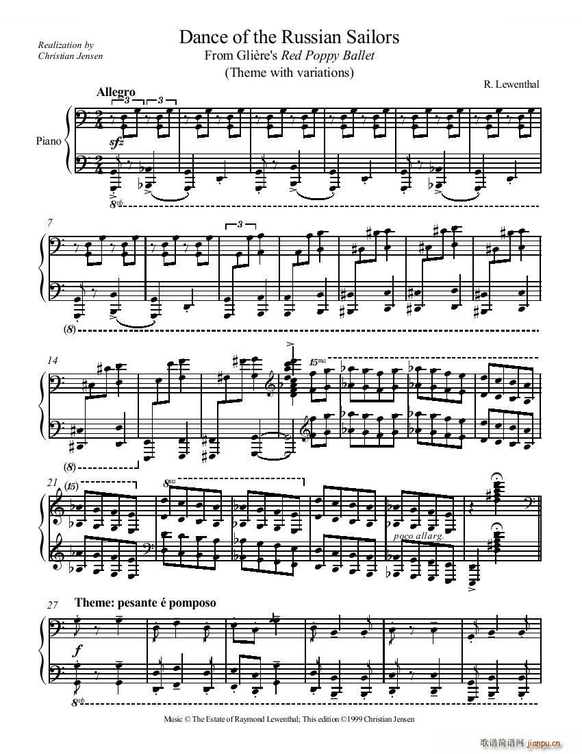 GLIERE LEWENTHAL JENSEN Russian Sailor s Dance(V)1