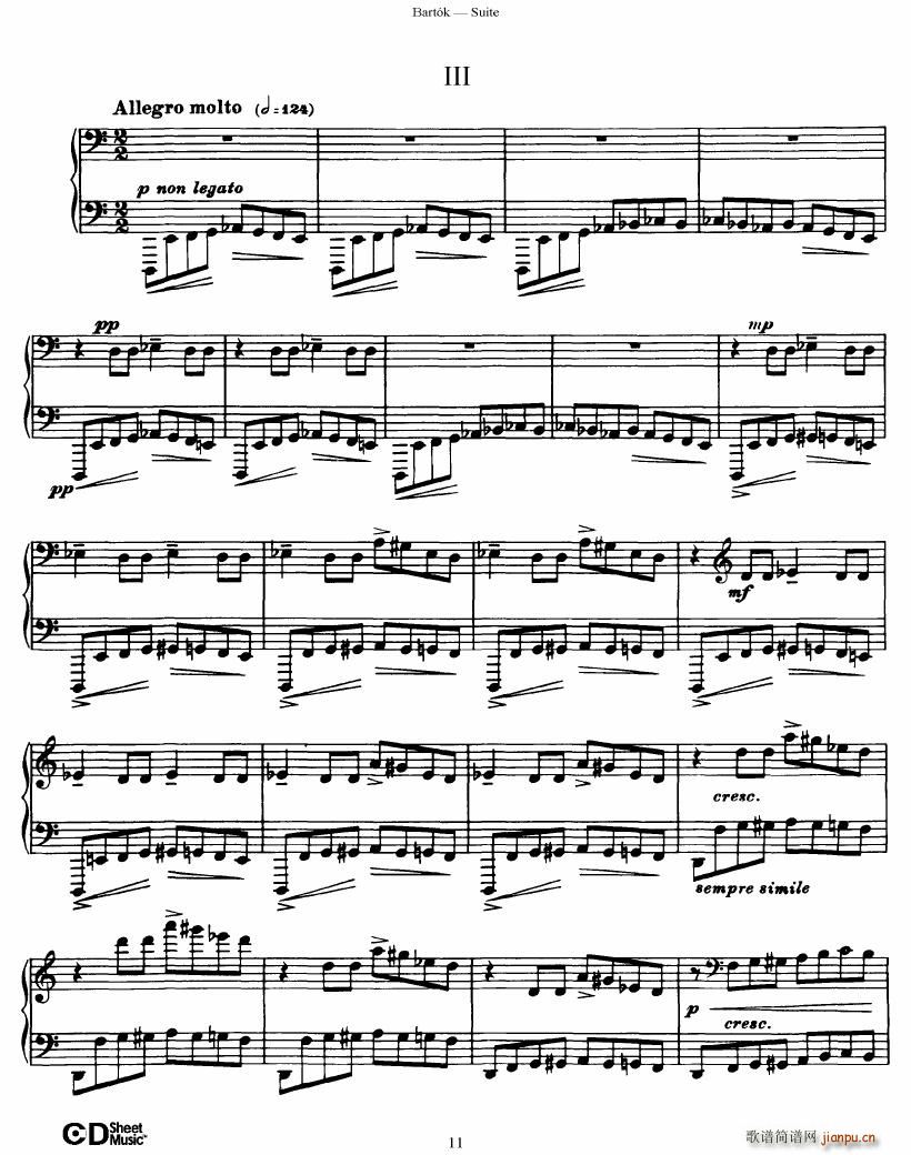 Bartok SZ 62 Suite for Piano op 14(V)11