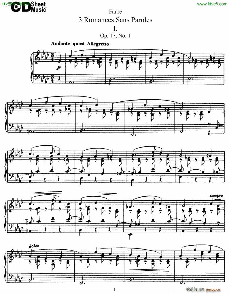 Faure 3 Romances Sans Paroles(V)1