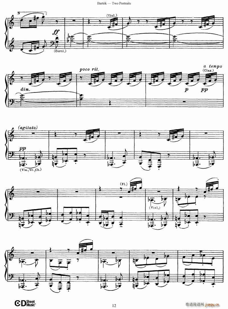 Bartok SZ 37 Two Portraits op 5(V)12