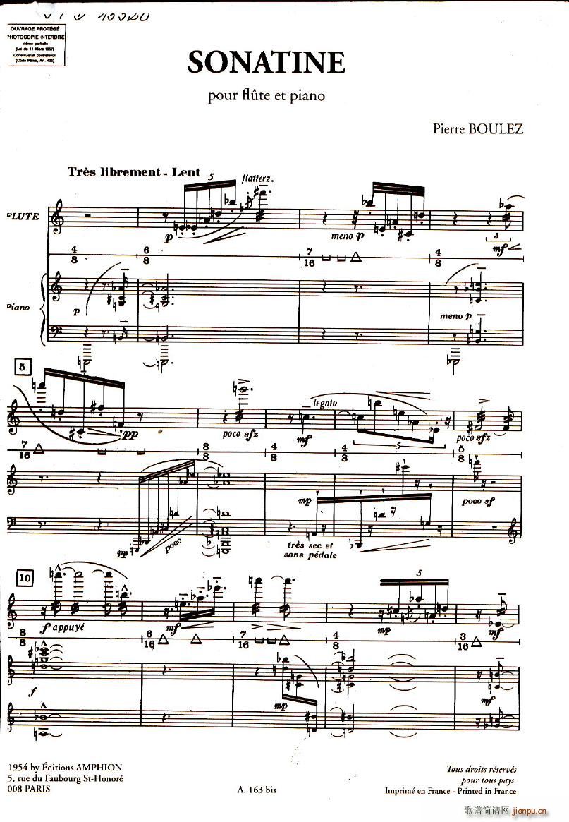 Boulez Sonatine Pour Flute Et Piano(V)1
