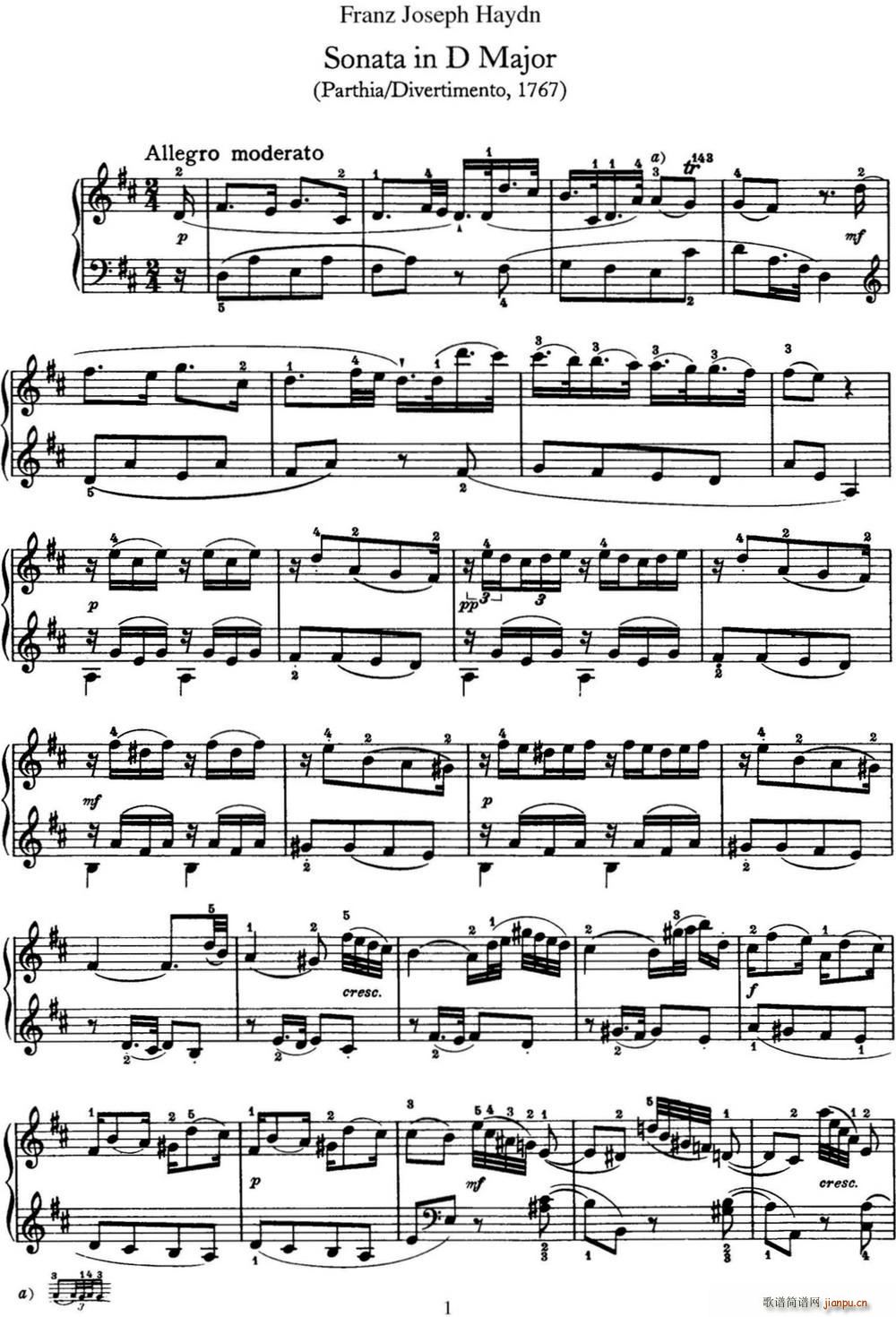 D Q Hob XVI 14 Partita D major(V)1