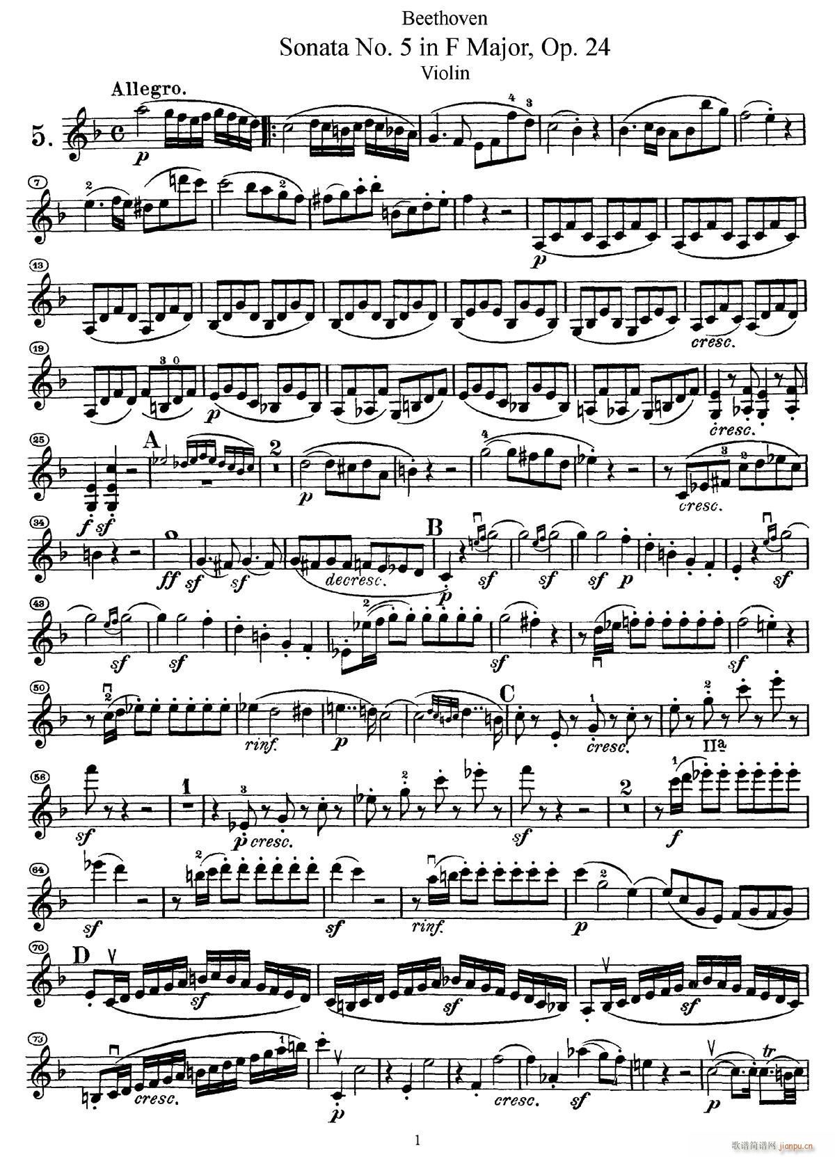 Sonata No 5 in F Major Op 24 F{СQ(СV)1