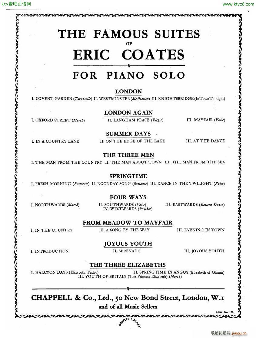 Coates The Three Elizabeths Piano Suite(V)26