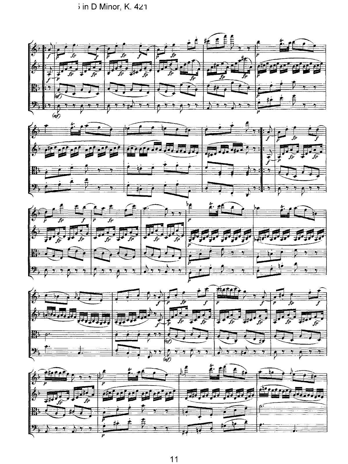 Mozart Quartet No 15 in D Minor K 421(V)11