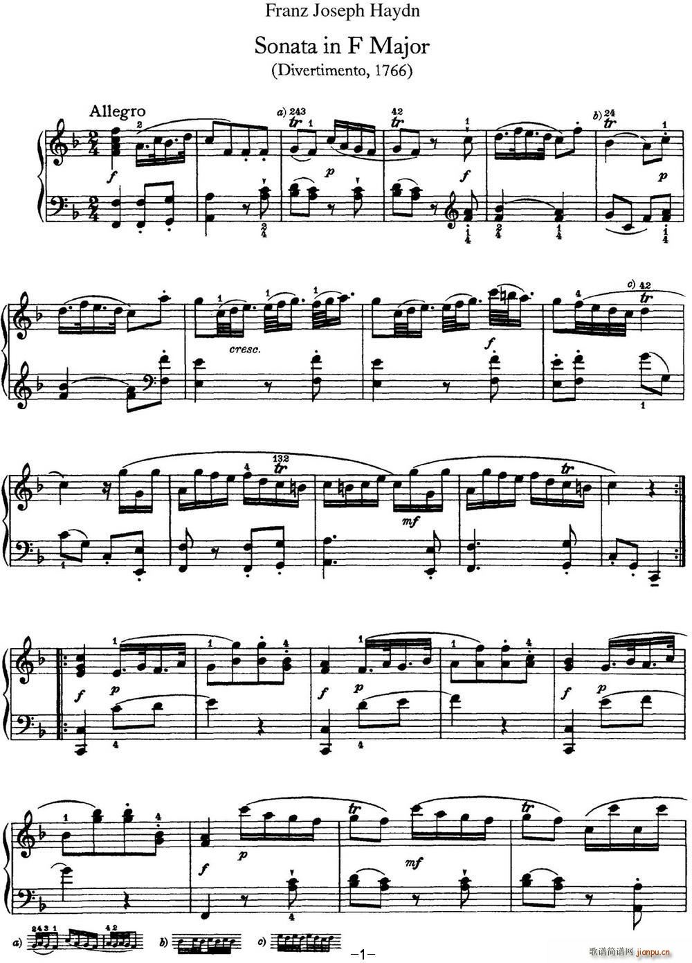 D Q Hob XVI 9 Divertimento F major(V)1