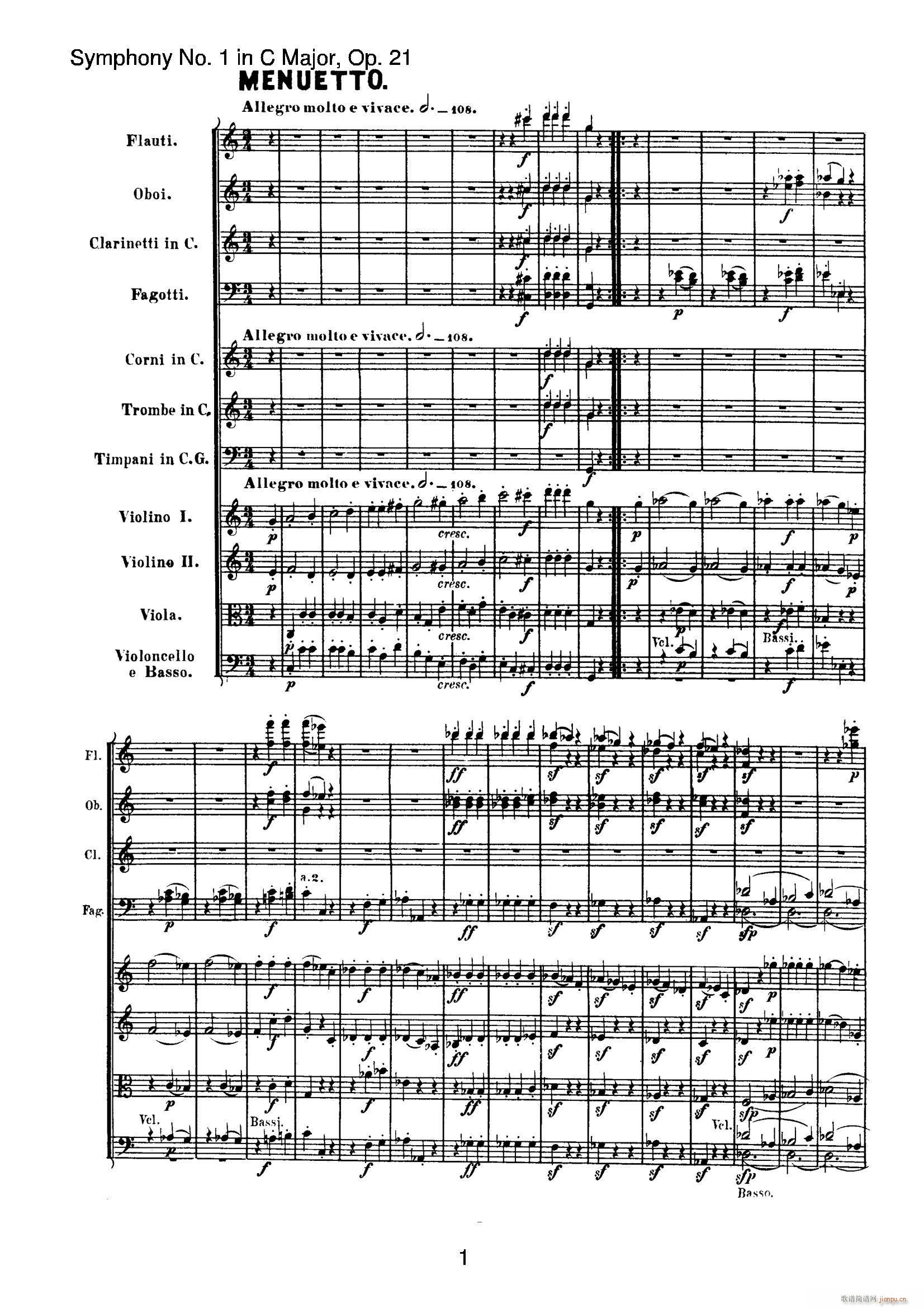 Symphony No 1 in C Major Op 21  푘(l )(V)1