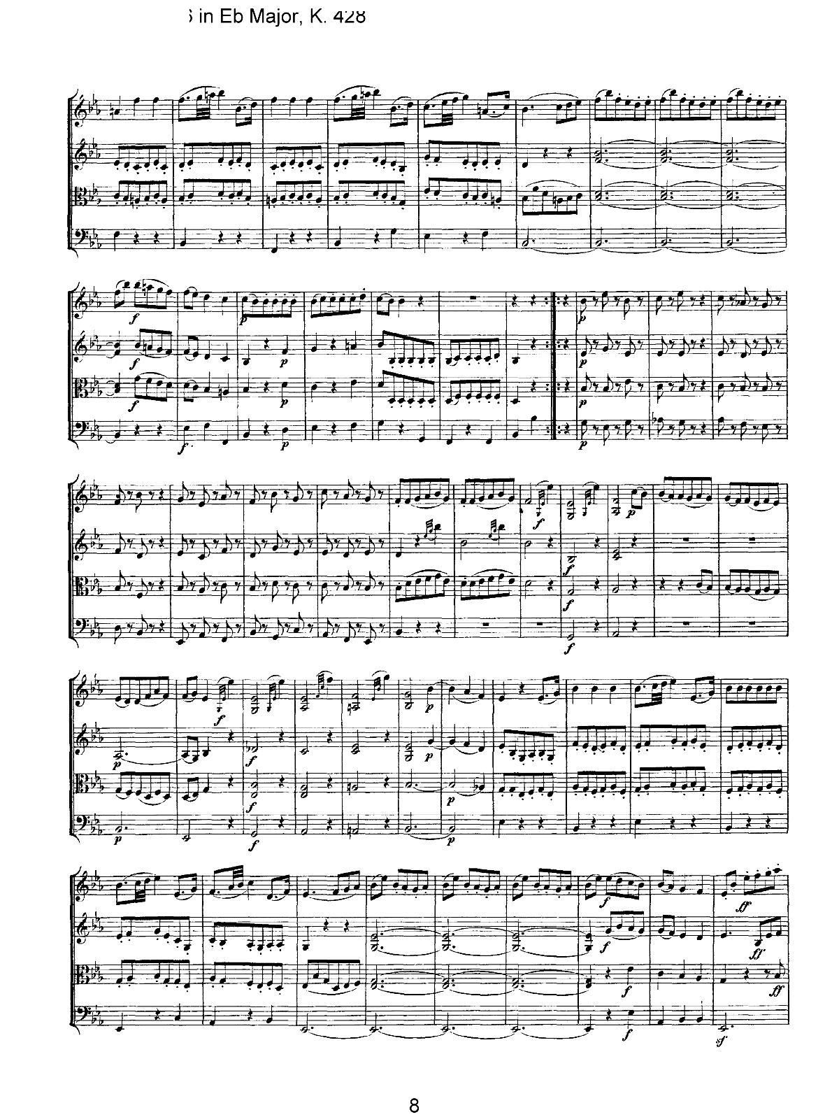 Mozart Quartet No 16 in Eb Major K 428(V)8