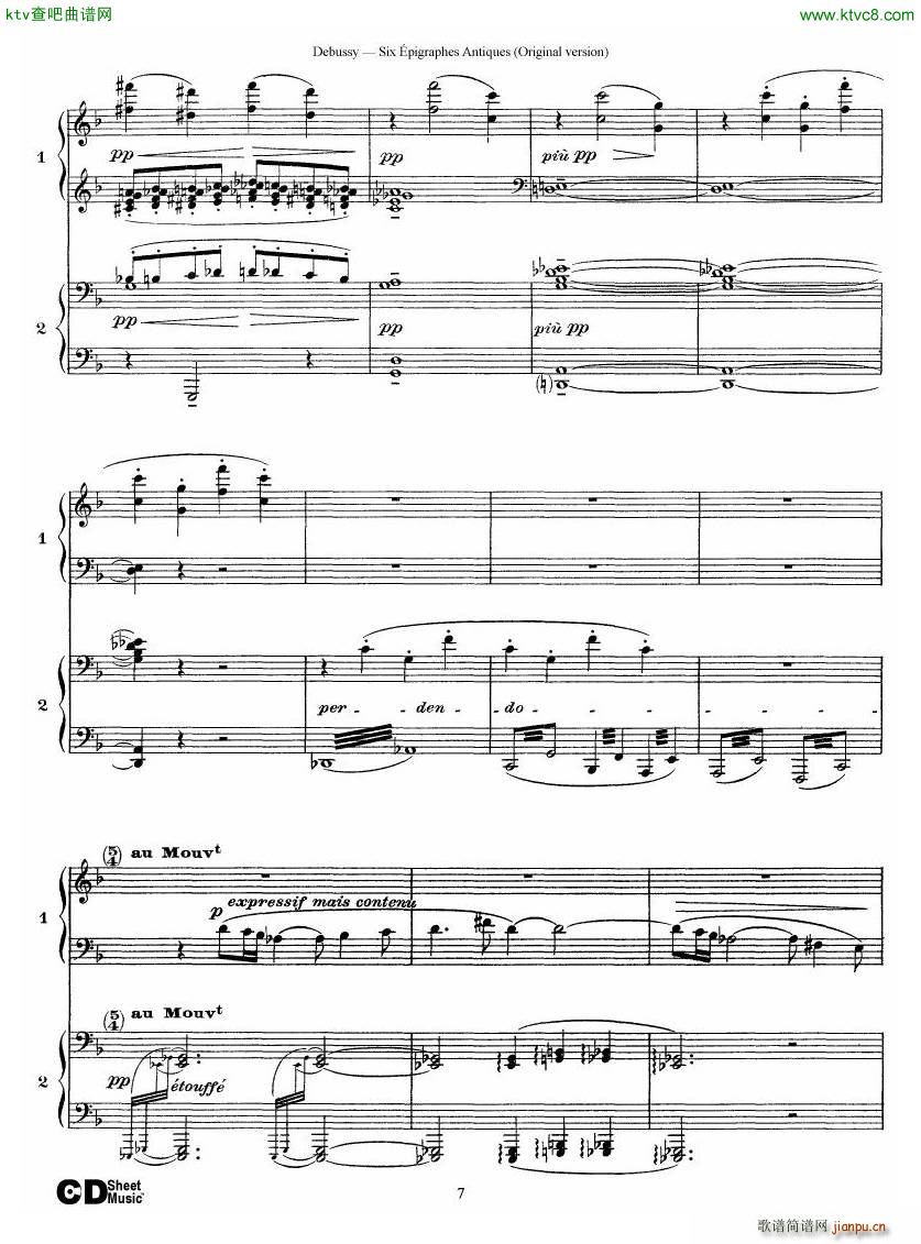 Debussy Six pigraphes Antiques 2 Piano s(V)7
