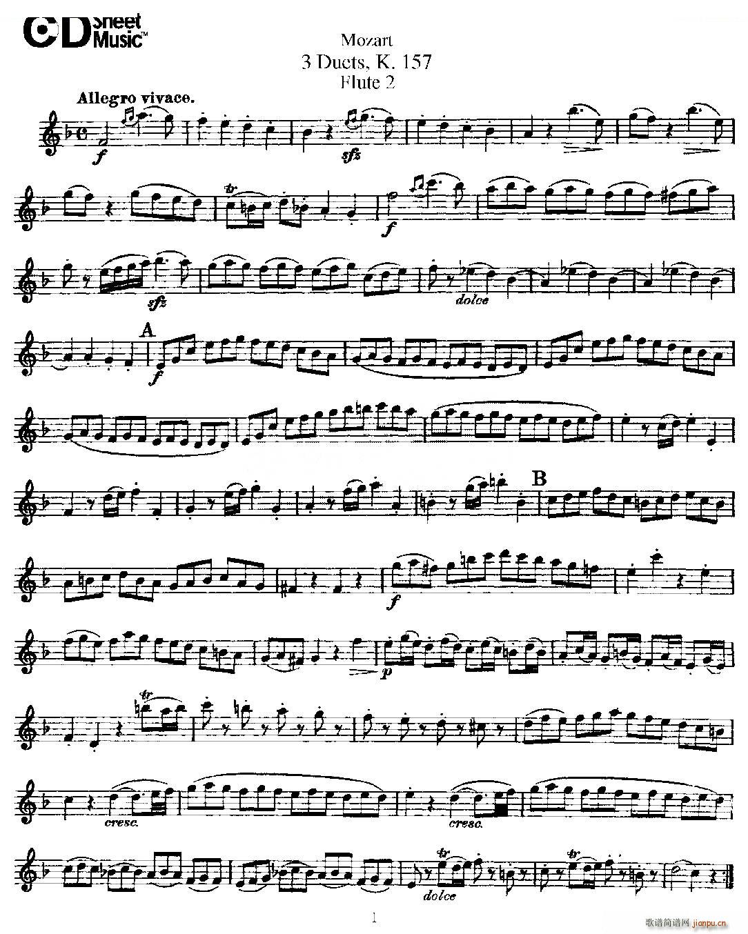 3 Duets K 157 ֮ڶL(chng)  K157̖ ~(ѺV)1