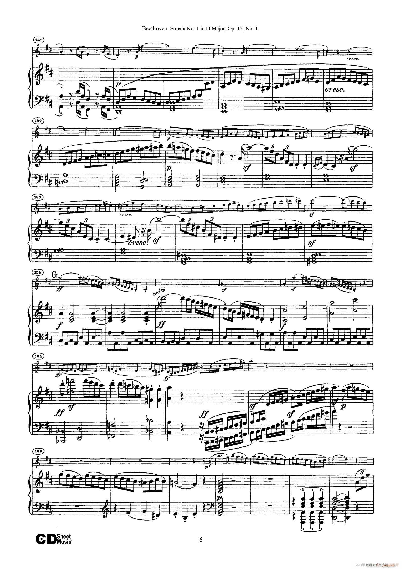 D{һСQ Sonata No 1 in D Major Op 12 No 1 ٰ(V)6