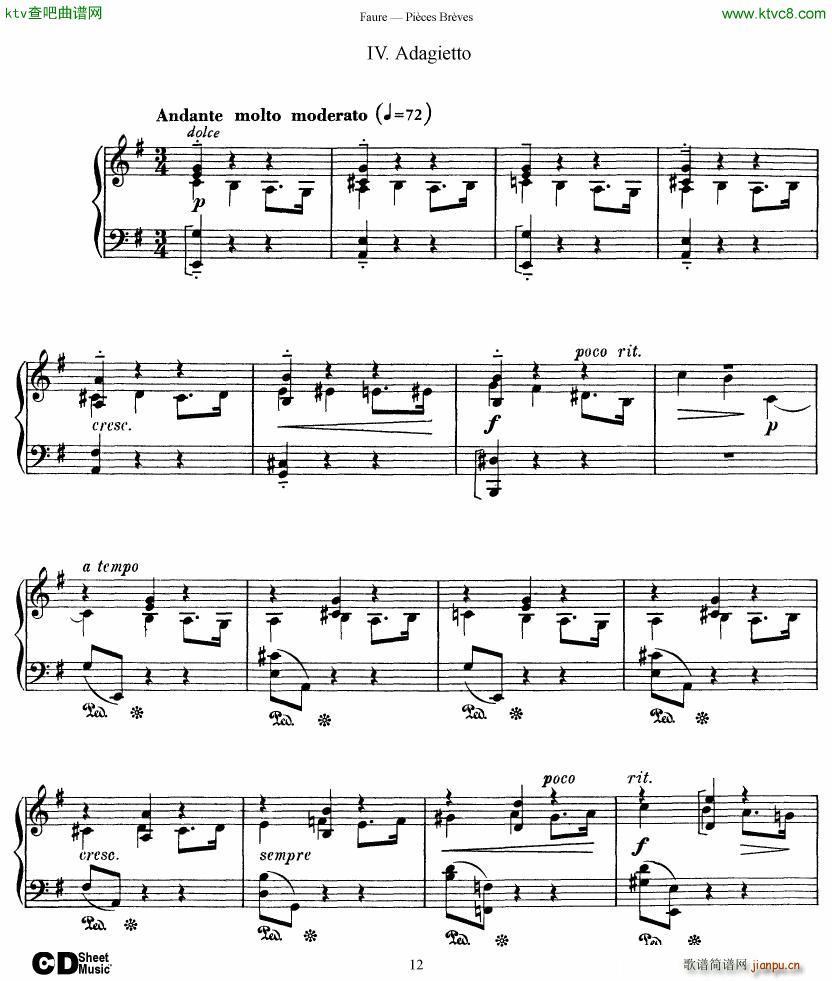 Faure 8 Pieces Breves Op 84(V)12