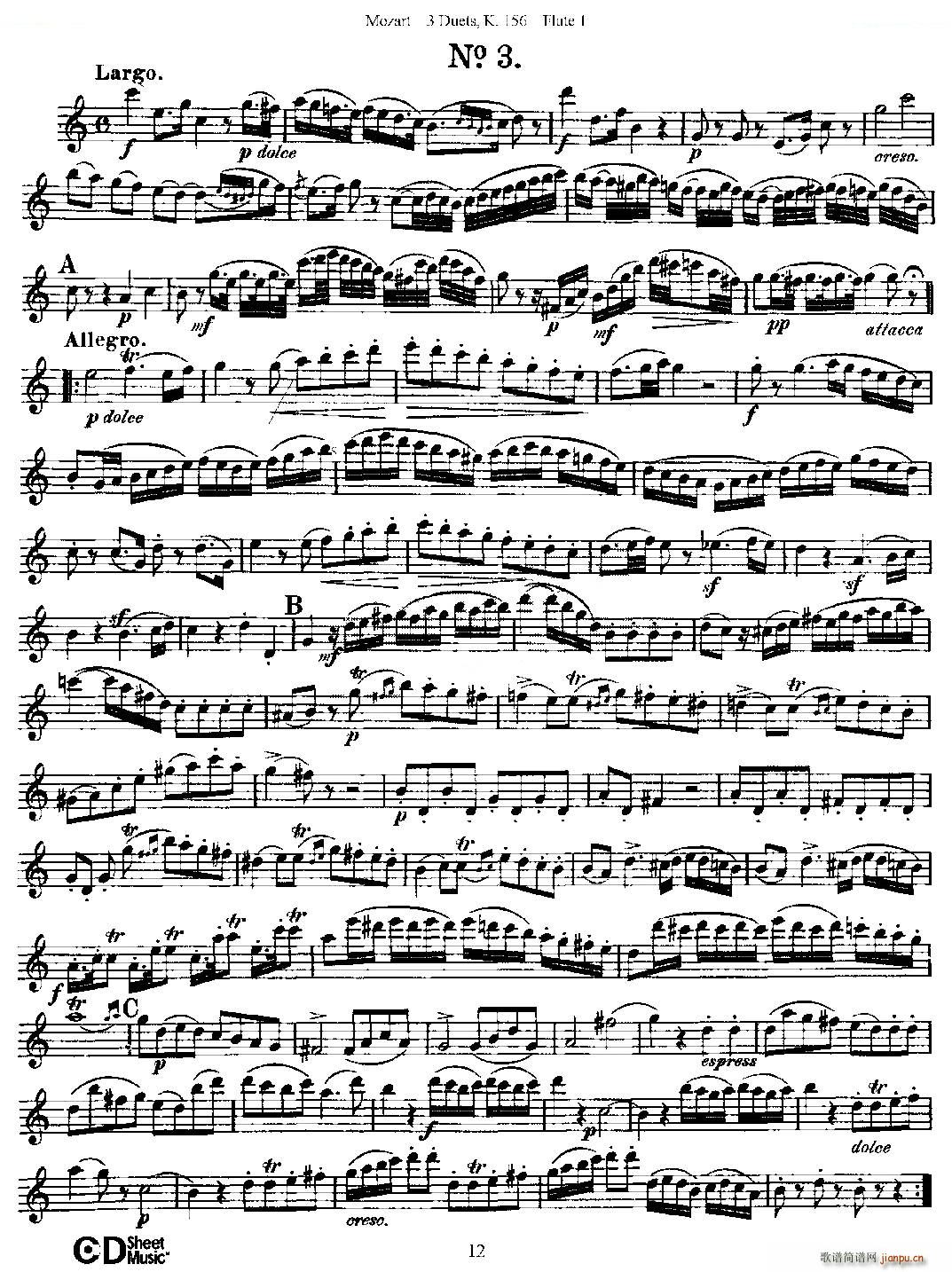 3 Duets K 156 ֮һL(chng)  K156̖ ~(ѺV)12