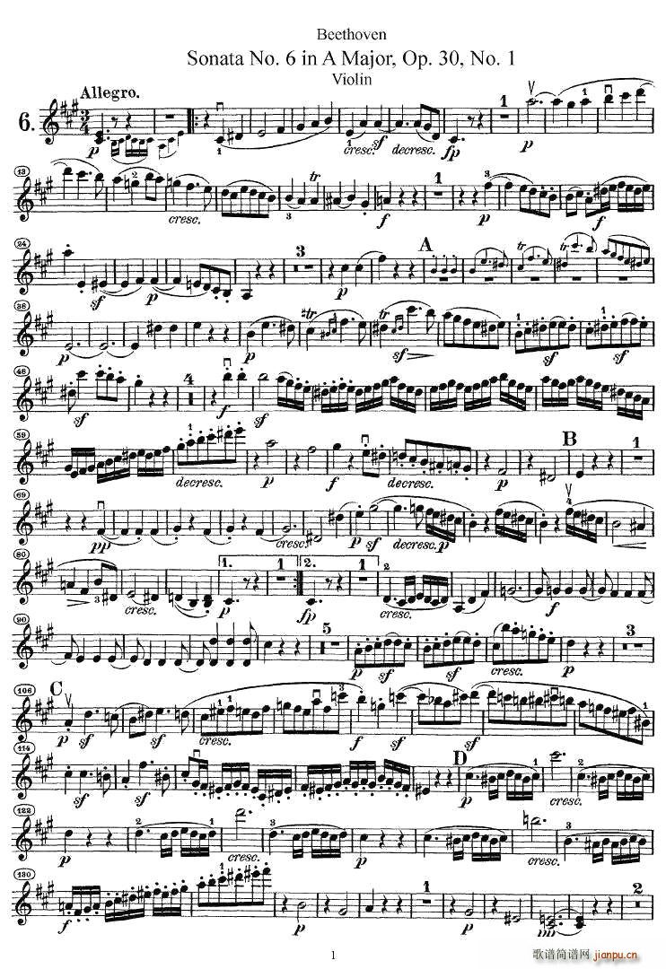 Sonata No.6 in A MajorOp.30No.1(СV)1