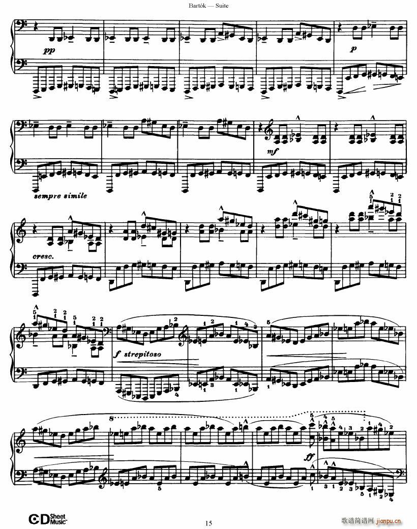 Bartok SZ 62 Suite for Piano op 14(V)15