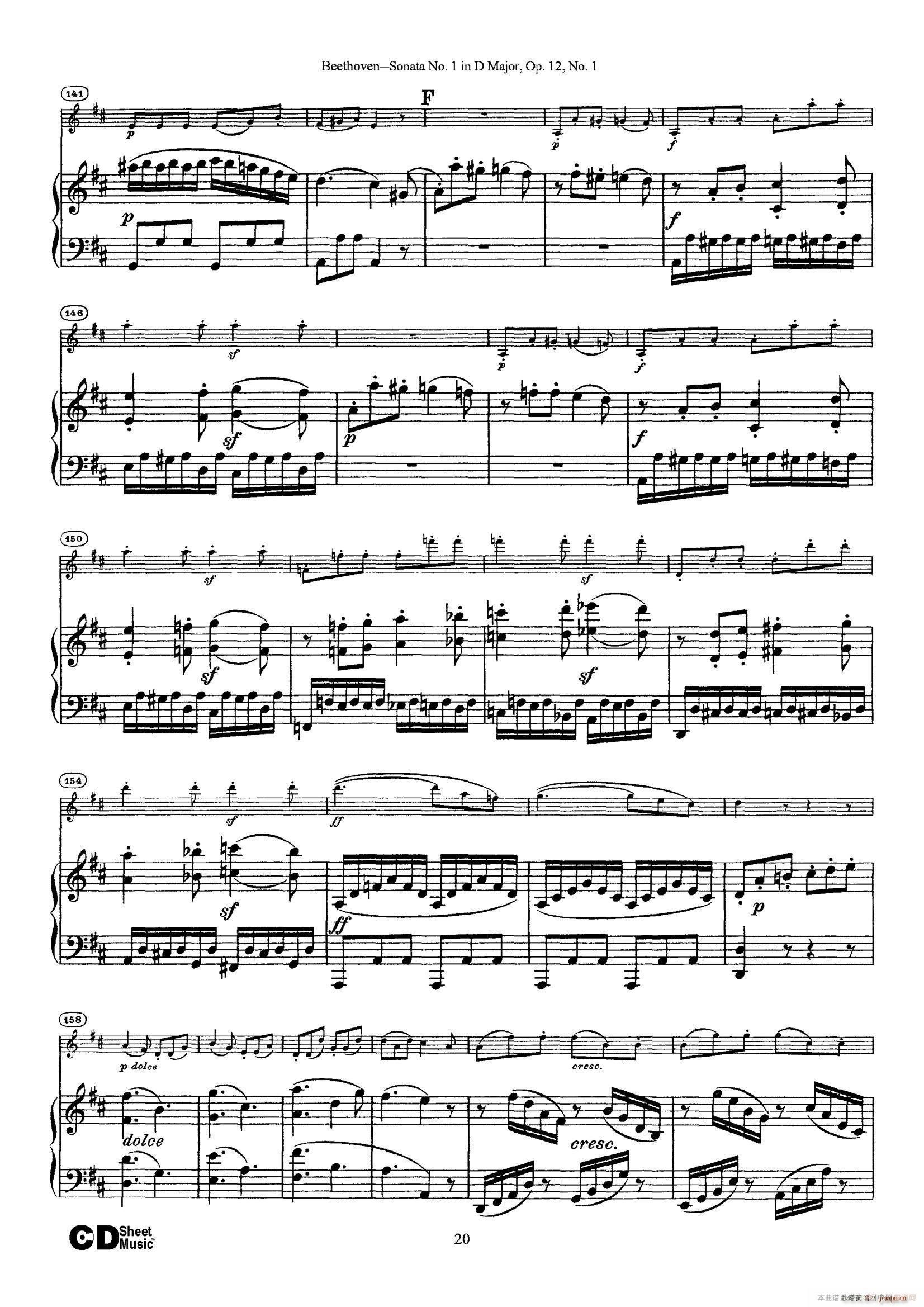 D{һСQ Sonata No 1 in D Major Op 12 No 1 ٰ(V)20