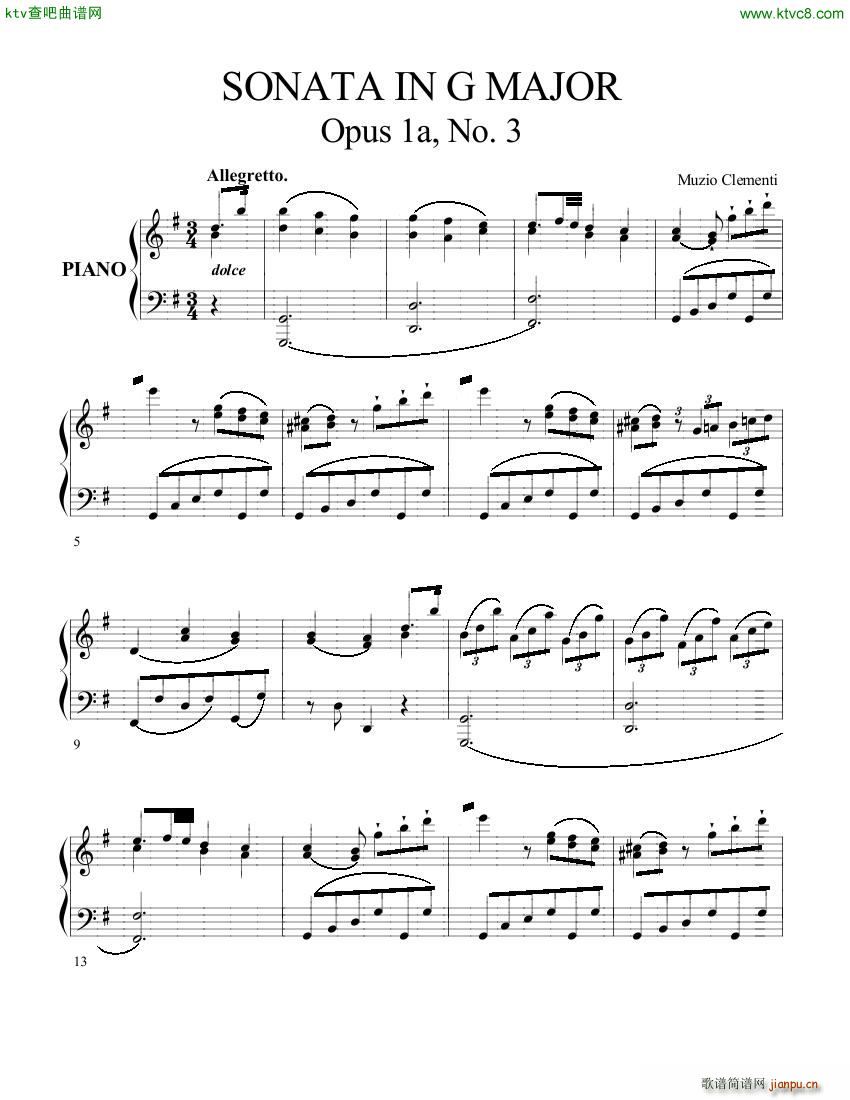 Clementi op 1a No 3 Sonate G major(V)1