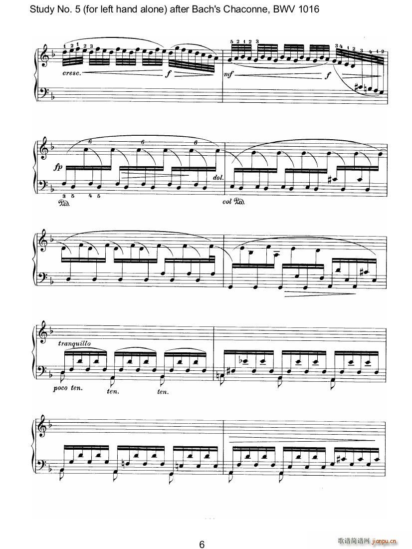 Bach Brahms BWV1016 Chaconne as Etude 5 left hand(V)11