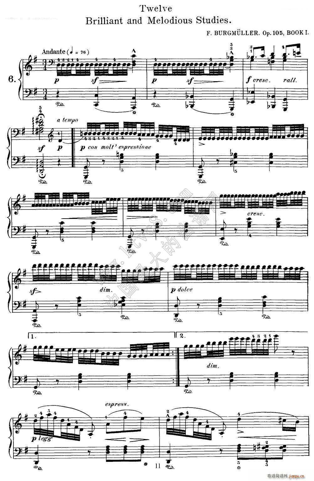 Burgmuller 12 Brillian and Melodious Studies 6(V)1