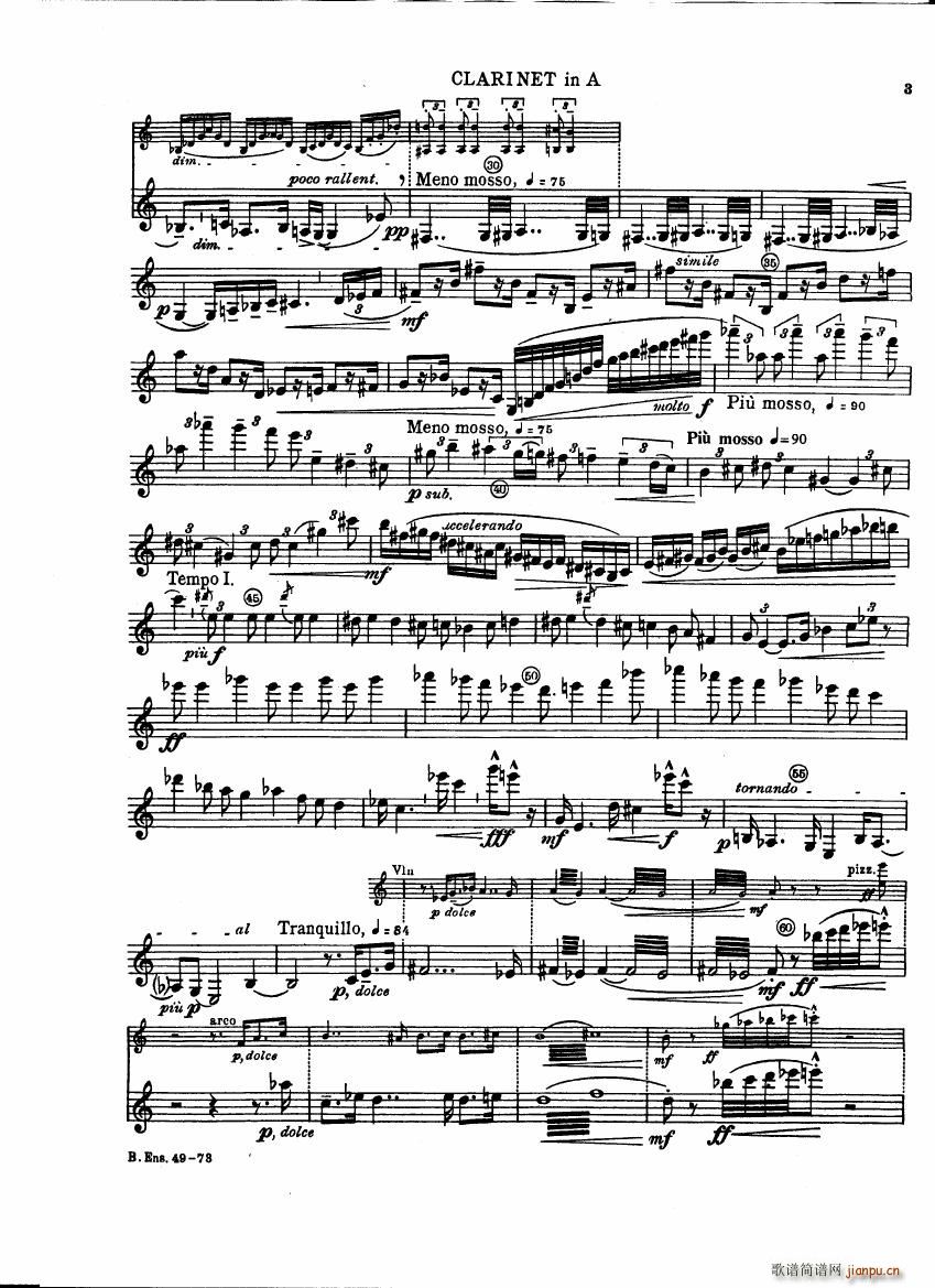 Bartok SZ 111 Contrasts clarinets A and Bb(V)3