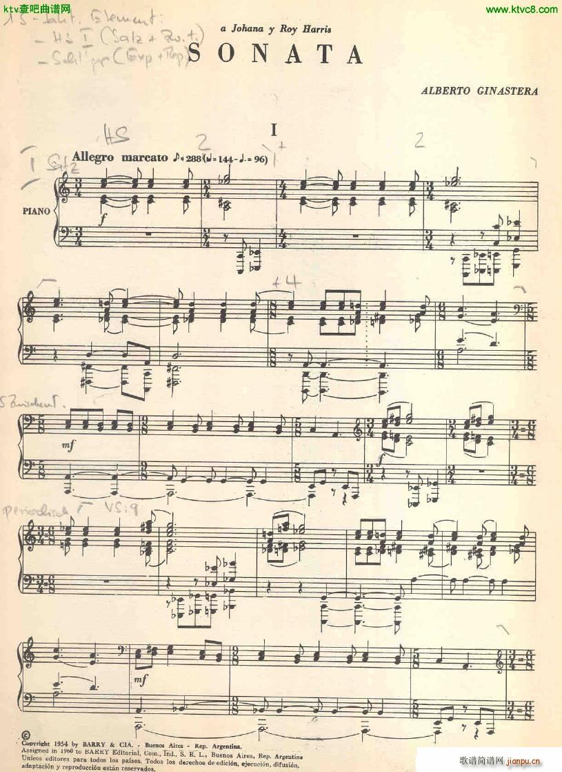 Ginastera Sonata No 1(V)1
