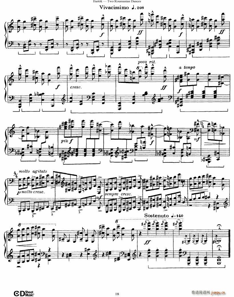 Bartok SZ 43 Two romanian dances op8a(V)18