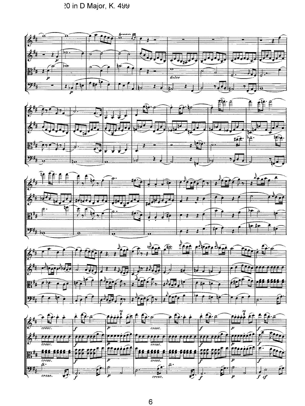 Mozart Quartet No 20 in D Major K 499(V)6