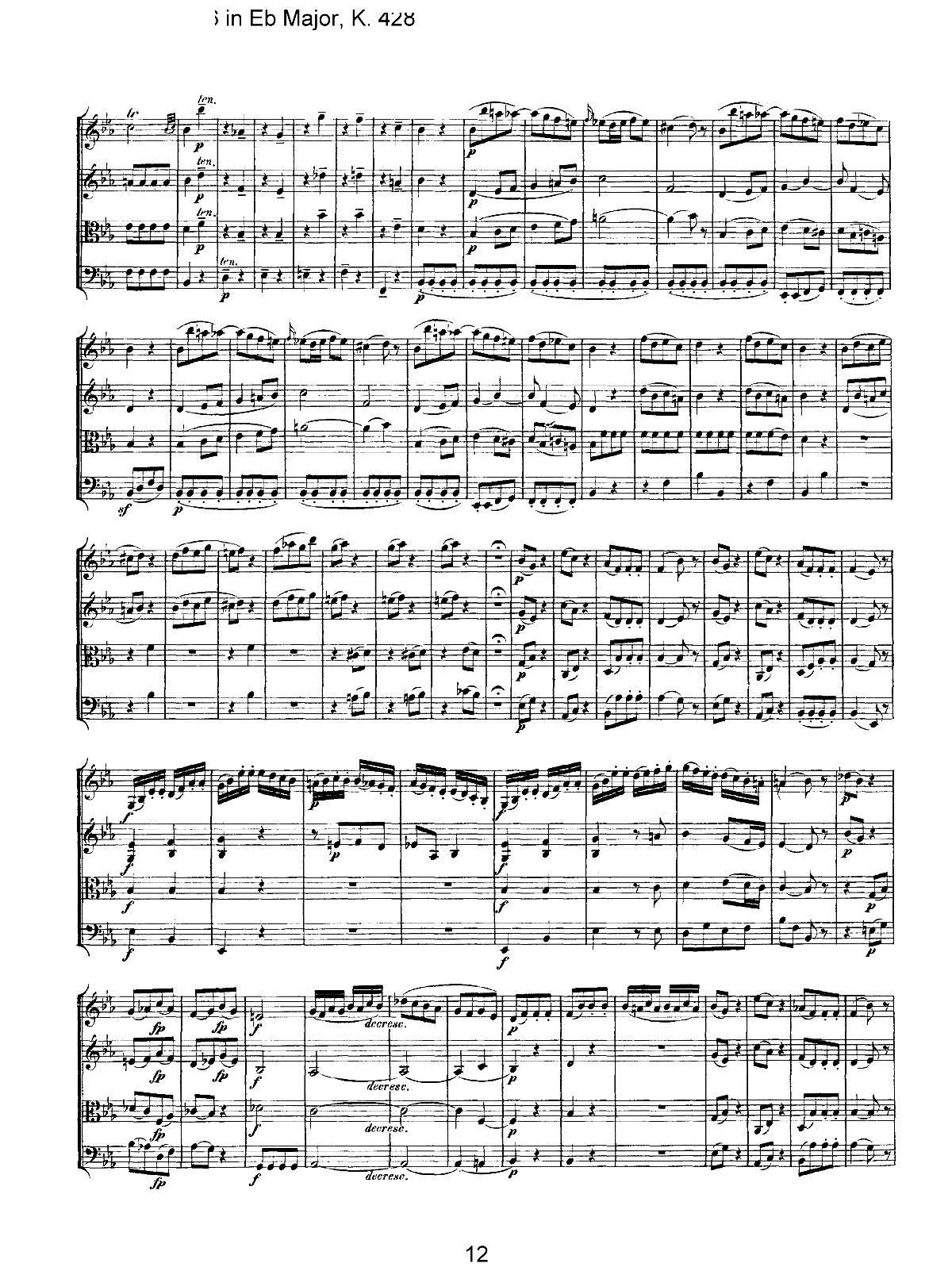 Mozart Quartet No 16 in Eb Major K 428(V)12