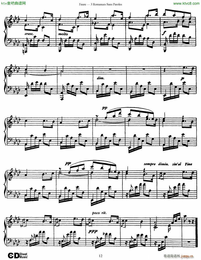 Faure 3 Romances Sans Paroles(V)12