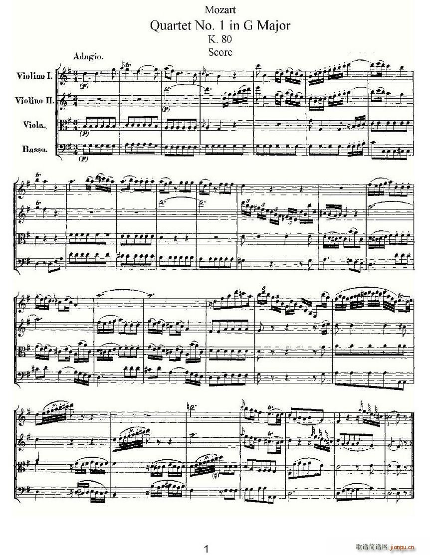 Quartet No 1 in G Major K 80 G{һҘ(l )(V)1