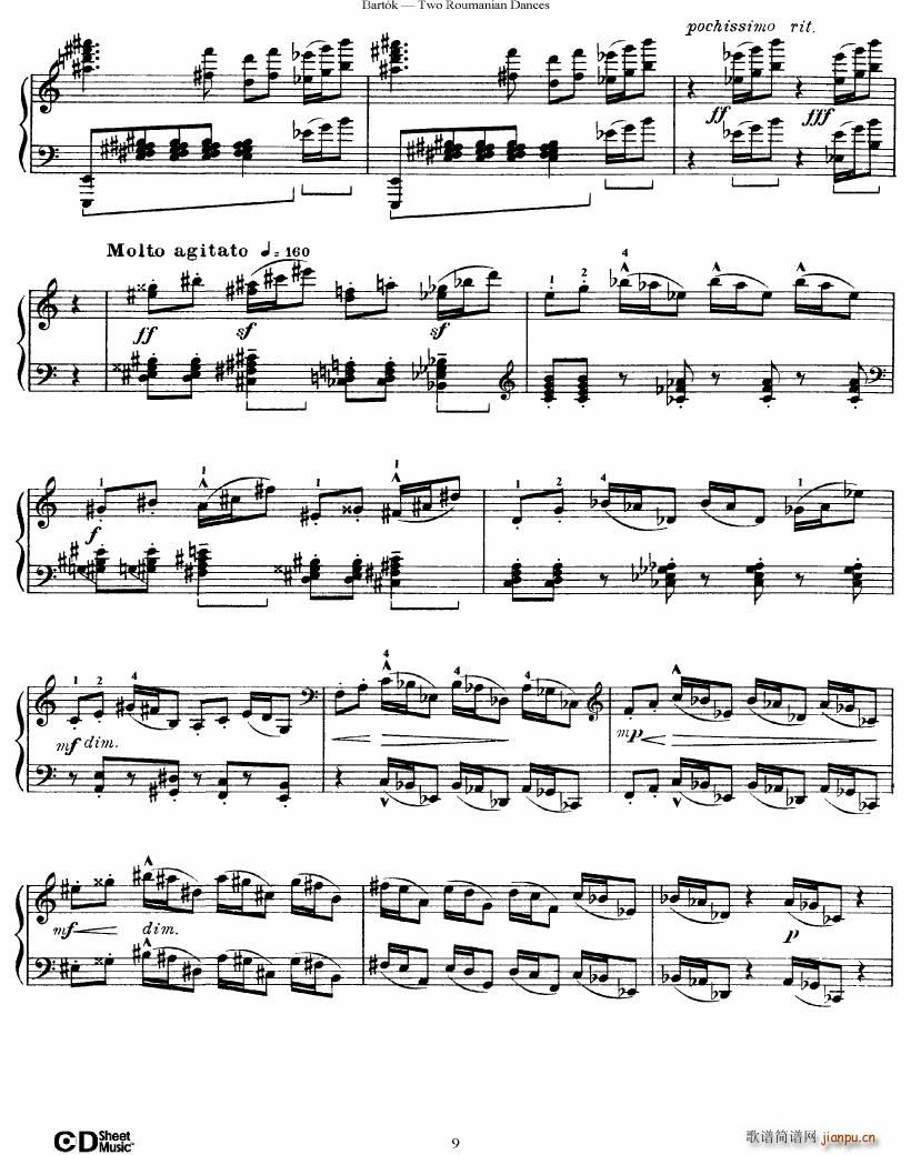 Bartok SZ 43 Two romanian dances op8a(V)9