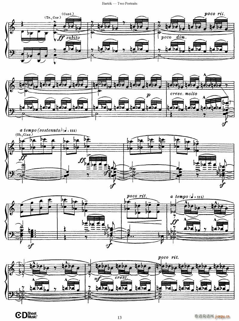 Bartok SZ 37 Two Portraits op 5(V)13
