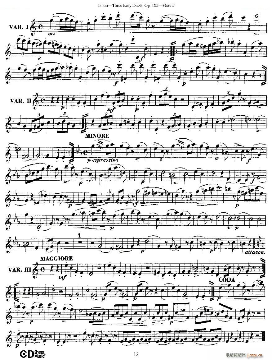 Three Easy Duets Op 102 ֮ڶL(chng) ׺(jin)Ʒ102̖ ~(ѺV)12