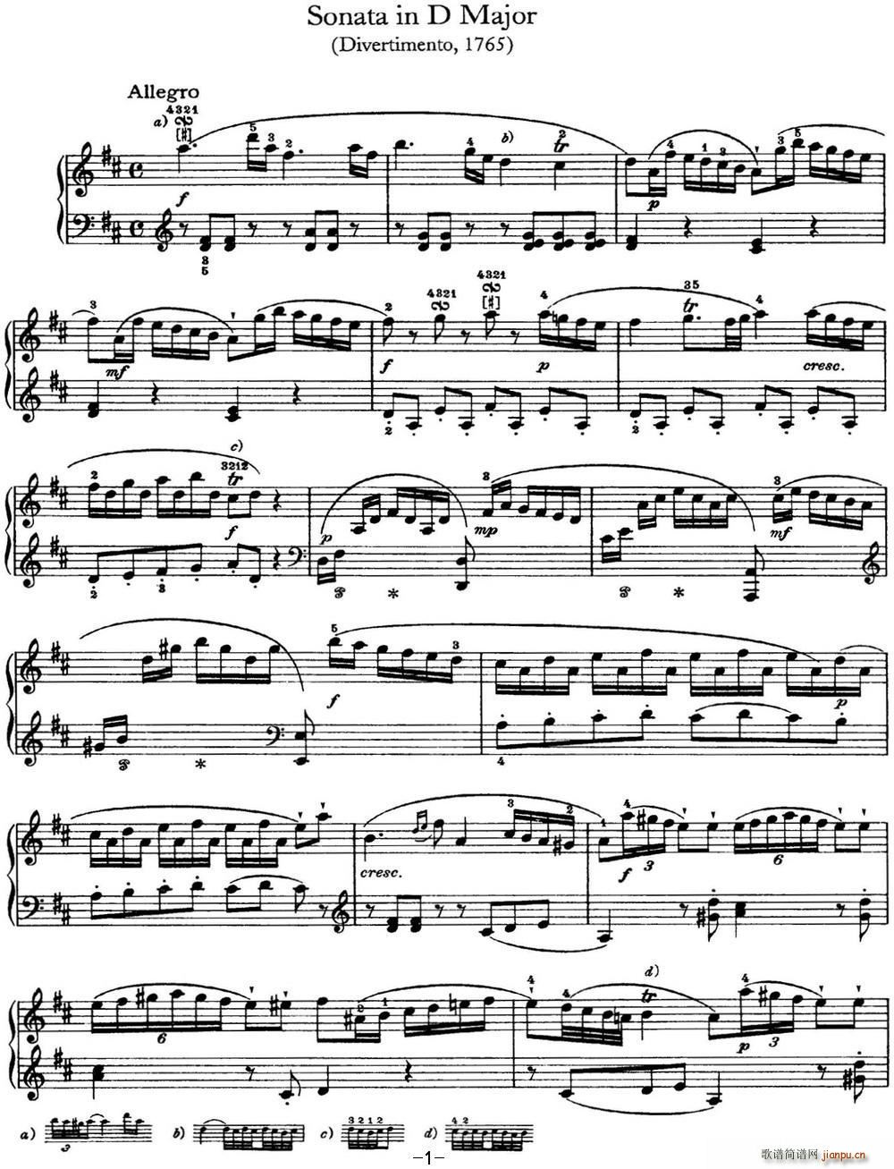 D Q Hob XVI 4 Divertimento D major(V)1
