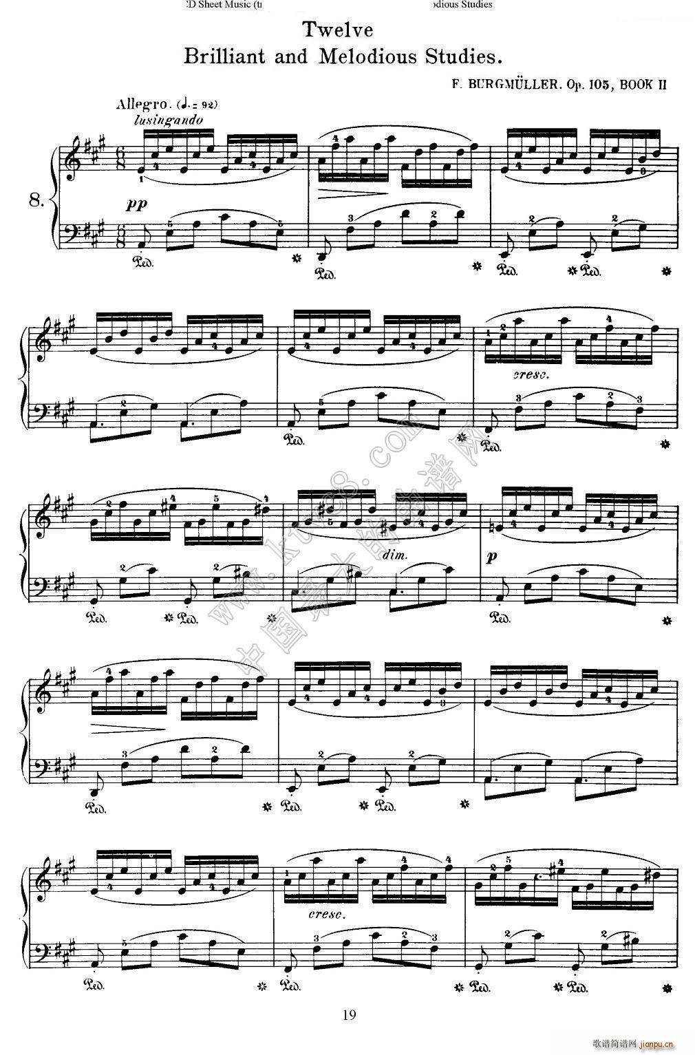 Burgmuller 12 Brillian and Melodious Studies 8(V)1