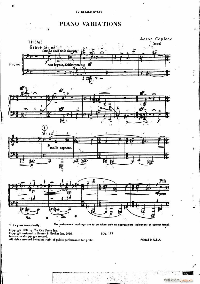 copland piano variations(V)1