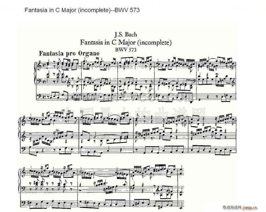 Fantasia in C Major incomplete BWV 573 L(fng)V(ʮּ)1