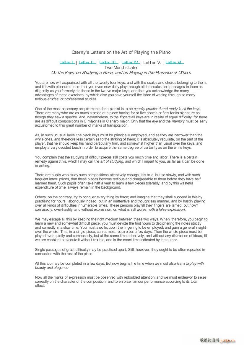 Czerny Piano Letters(V)13